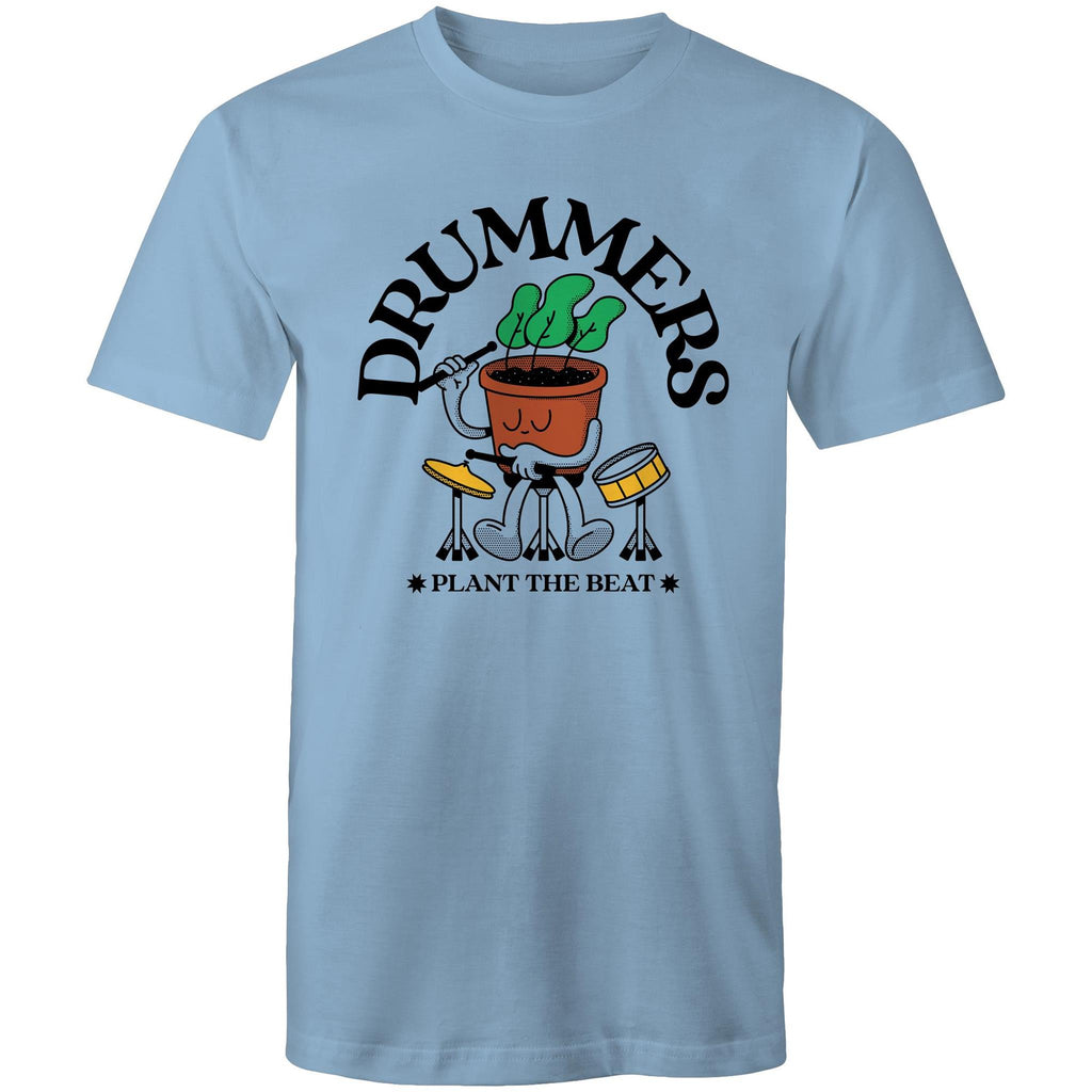 Drummers Plant The Beat - Mens T-Shirt Carolina Blue Mens T-shirt Music Printed In Australia