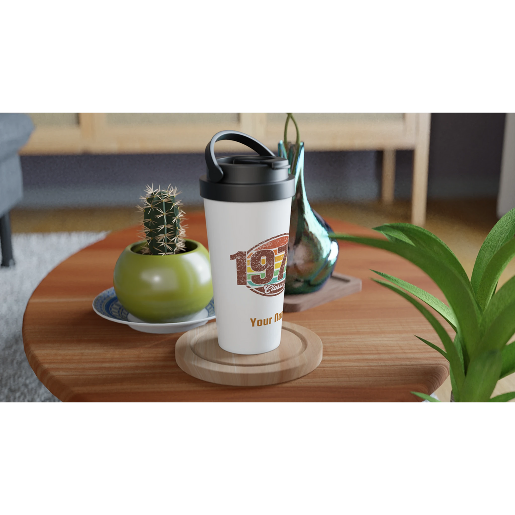 Personalised - 1976 Classic - White 15oz Stainless Steel Travel Mug Personalised Travel Mug Globally Fulfilled
