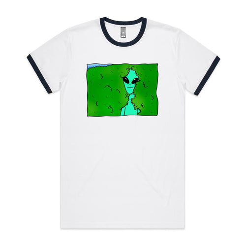 Alien Backing Into Hedge Meme - Staple Ringer Tee White Navy Ringer T-Shirt Printed In Australia Sci Fi
