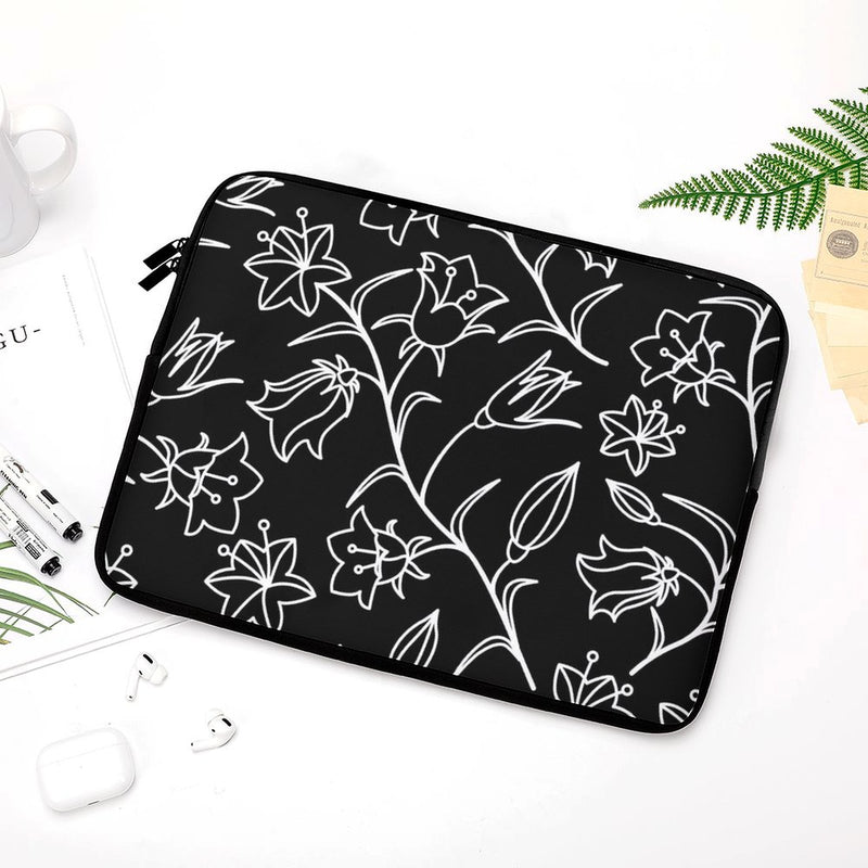 Black And White Floral - Laptop Sleeve (Multiple Sizes) Laptop Sleeve Plants Printed Offshore