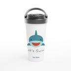 Personalised - Let's Swim - White 15oz Stainless Steel Travel Mug Default Title Personalised Travel Mug coffee funny Globally Fulfilled