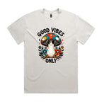 Good Vibes Only, Hippie Mushroom AS Colour Heavy Faded Tee Unisex Faded bone Heavy Faded T-shirt Positivity Printed In Australia