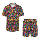 Colourful Cats Men's Hawaiian Shirt & Shorts Set Men's Hawaiian Shirt & Shorts Set animal Printed Offshore