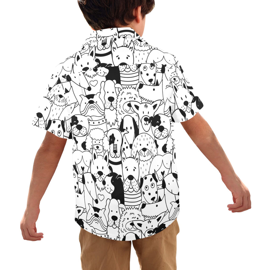 Black And White Dogs - Junior Kids Hawaiian Shirt