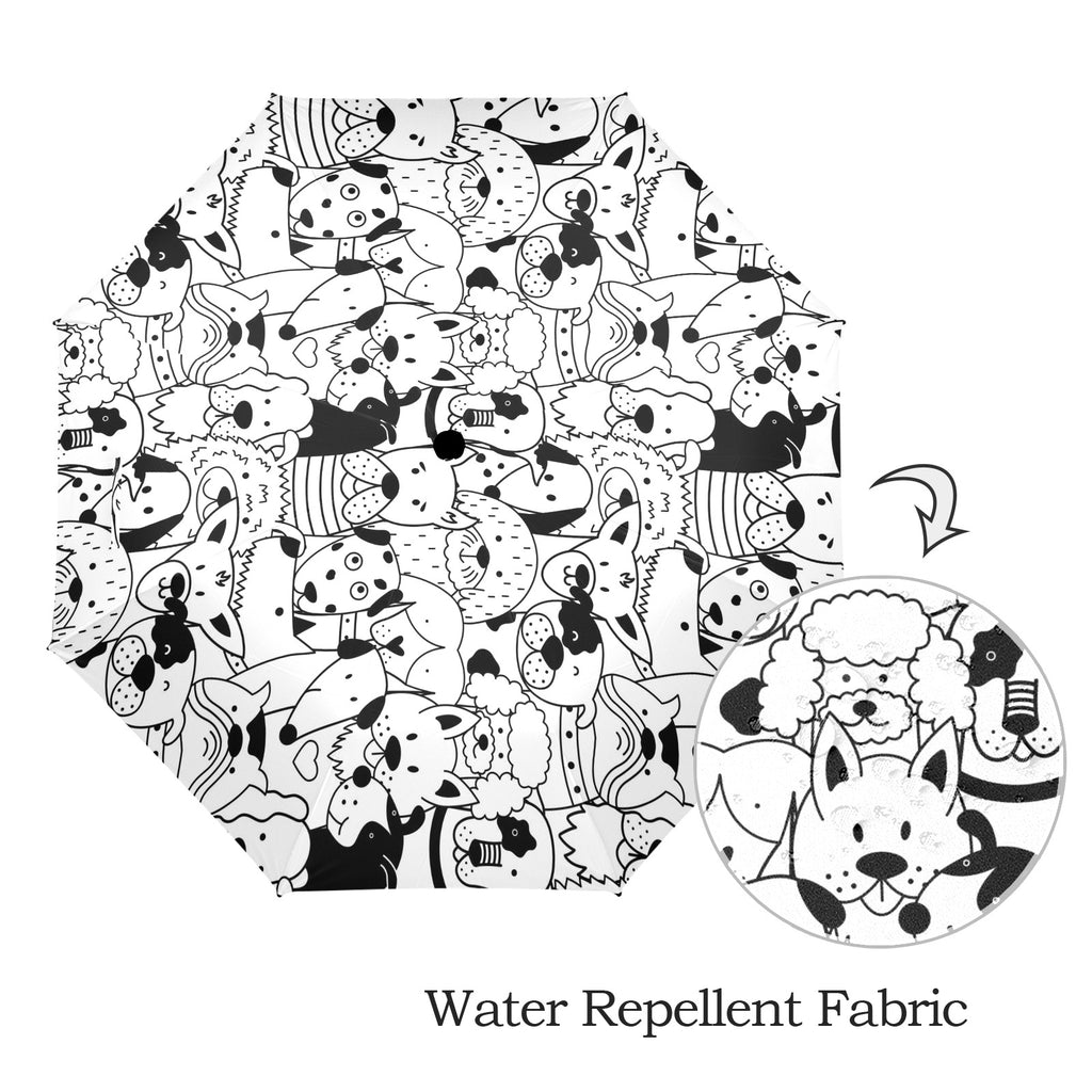 Black And White Dogs - Semi-Automatic Foldable Umbrella (Model U12) Semi-Automatic Foldable Umbrella (U12)