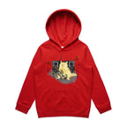 Cat Bass Player - Kids Hoodie Red Kids Hoodie Printed In Australia