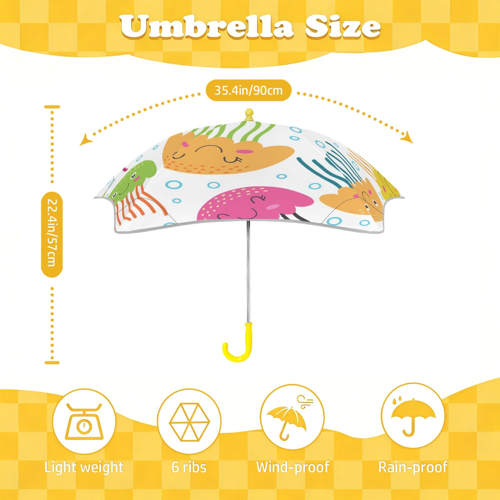 Jellyfish Kids Safe Round Corner Umbrella Kids Safe Round Corner Umbrella animal Ocean Printed Offshore