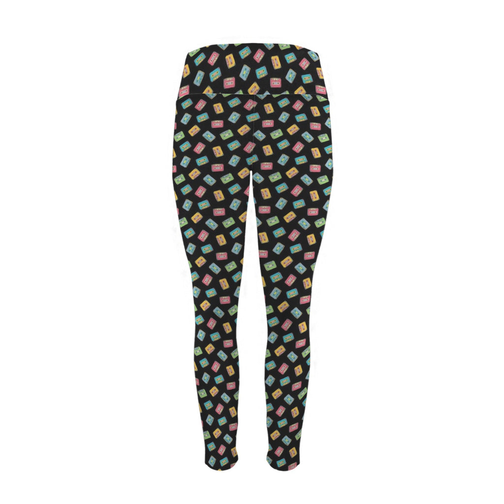 Colourful Cassettes Women's High Waist Pockets Yoga Leggings Women's High Waist Pockets Yoga Leggings Music Printed Offshore