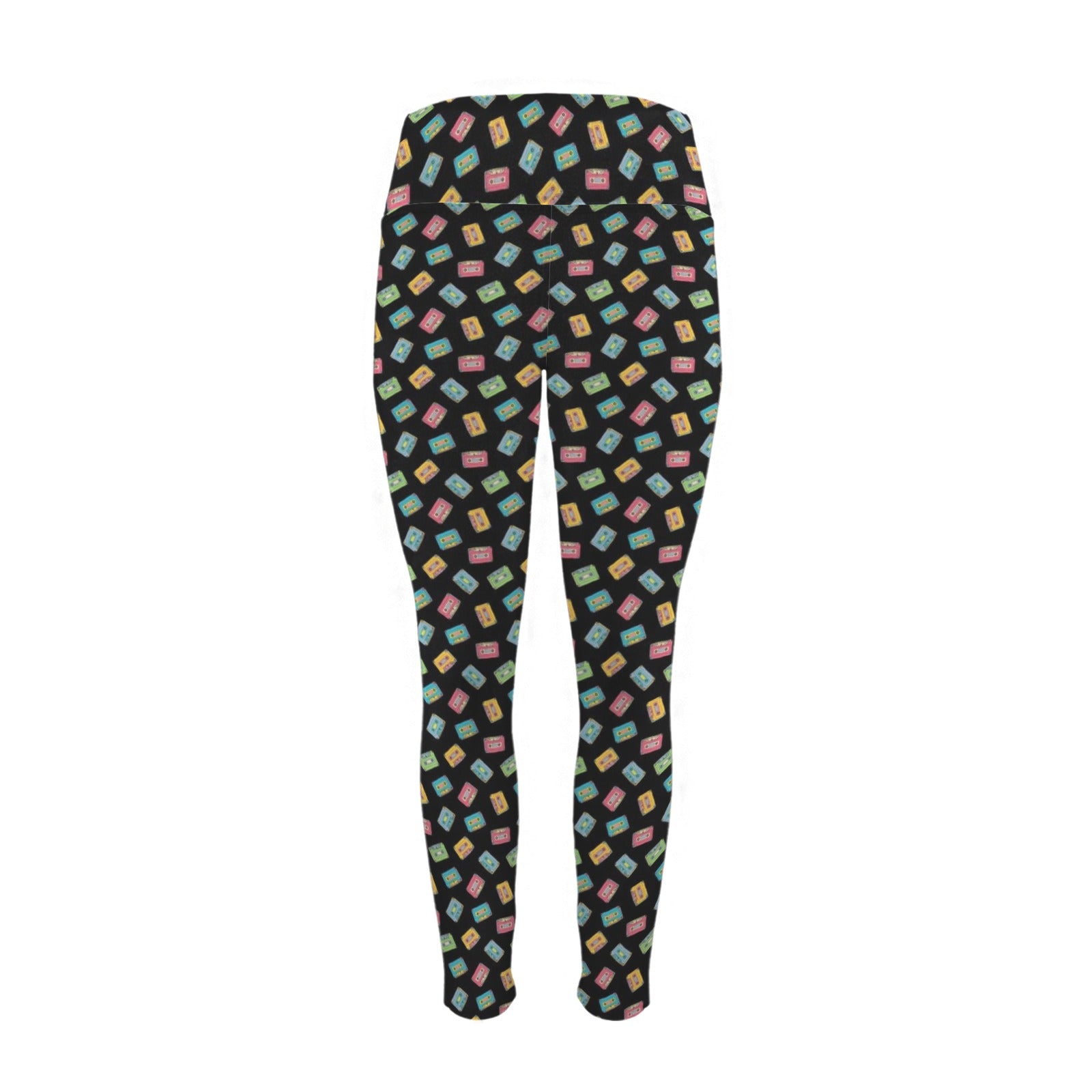 Colourful Cassettes - Women's High Waist Pockets Yoga Leggings