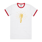 Retro Microphone - Staple Ringer Tee White Red Ringer T-Shirt Music Printed In Australia Retro