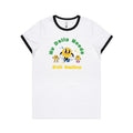 My Daily Moods Women's AS Colour Ringer Tee White Black Womens Ringer T-shirt Printed In Australia