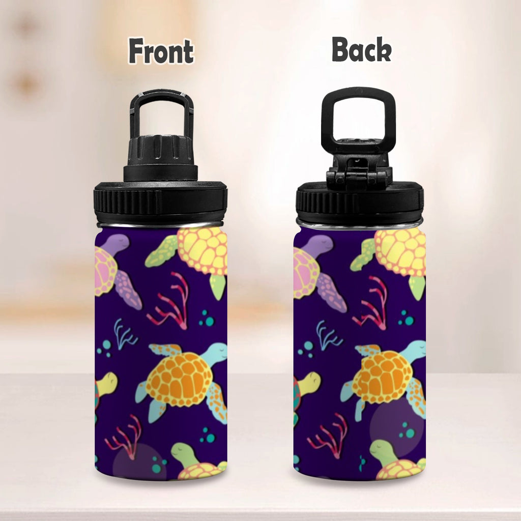 Turtles Kids Water Bottle with Chug Lid (12 oz) Kids Water Bottle with Chug Lid animal Ocean Printed Offshore