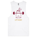 Gym Bunny - Tank Top Tee White Drop Arm Tank Top Fitness Printed In Australia