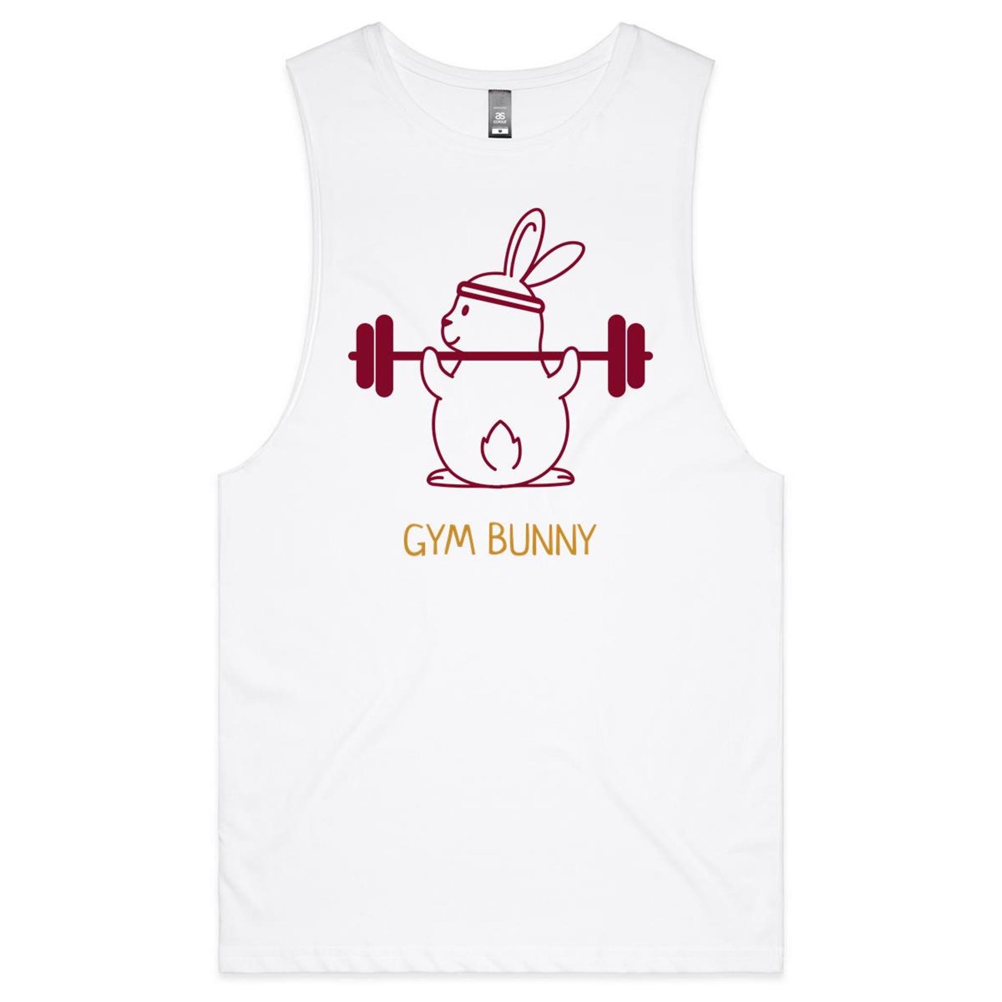 Gym Bunny - Tank Top Tee White Drop Arm Tank Top Fitness Printed In Australia