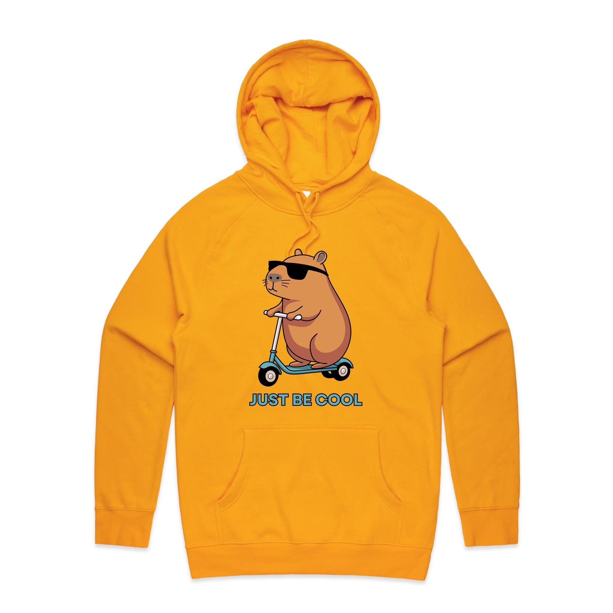 Just Be Cool, Capybara - Mens Hoodie Gold Mens Hoodie animal Printed In Australia