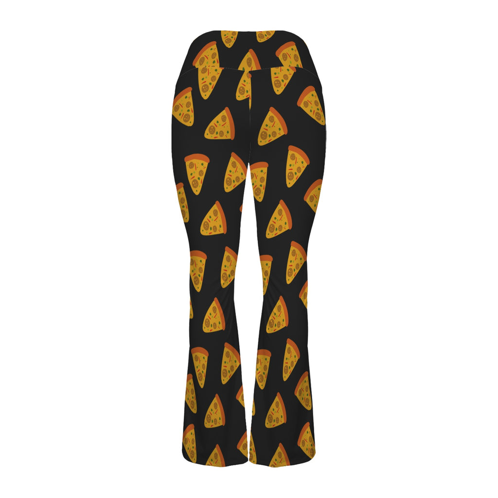 Pizzas High Waist Crossover Tummy Control Flare Leggings High Waist Flare Leggings Food Printed Offshore