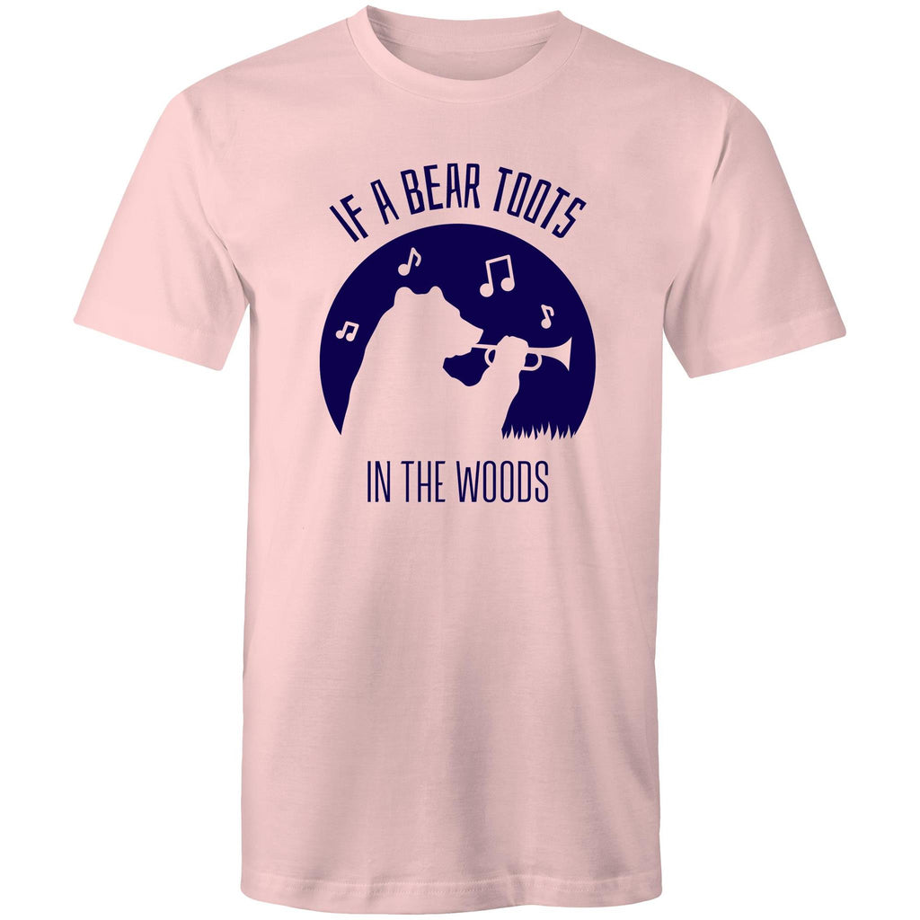 If A Bear Toots In The Woods, Trumpet Player - Mens T-Shirt Pink Mens T-shirt animal Music Printed In Australia