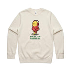 Music On, Worries Off - AS Colour Stencil Crew Ecru Sweatshirt Music Printed In Australia