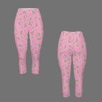 Fairy Bread Pink Women's High Waist Pocket Capri Yoga Leggings Women's High Waist Capri Yoga Leggings Food Printed Offshore