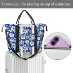 Blue Hawaiian Floral Duffle Bag-Simple (Model 1715) Duffle Bag-Simple (1715)