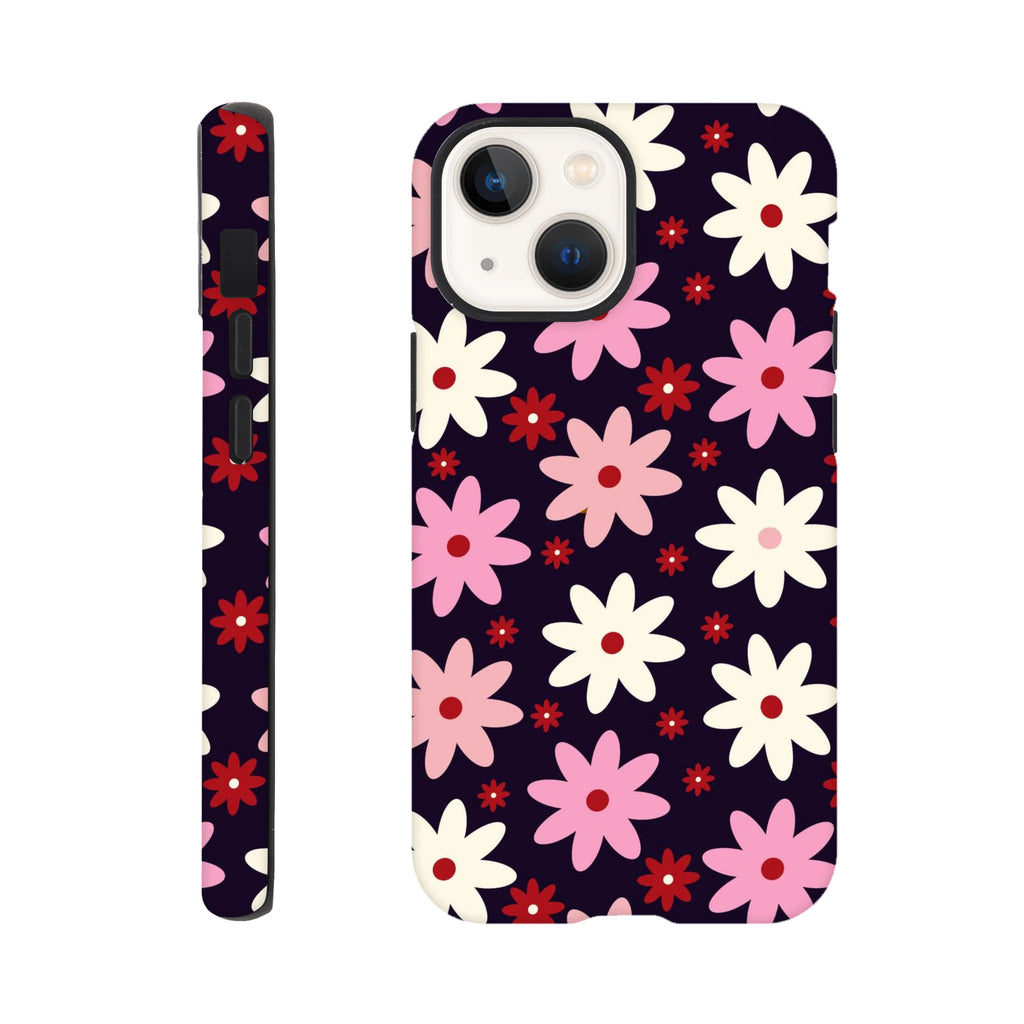 Pink Daisies On Black - Apple iPhone Tough case iPhone 13 Mini iPhone Tough Case Globally Fulfilled Plants