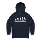 Guitar Player Evolution - Womens Hoodie Navy Womens Hoodie Music Printed In Australia