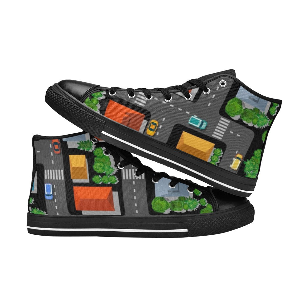 Road Map - Men's High Top Canvas Shoes