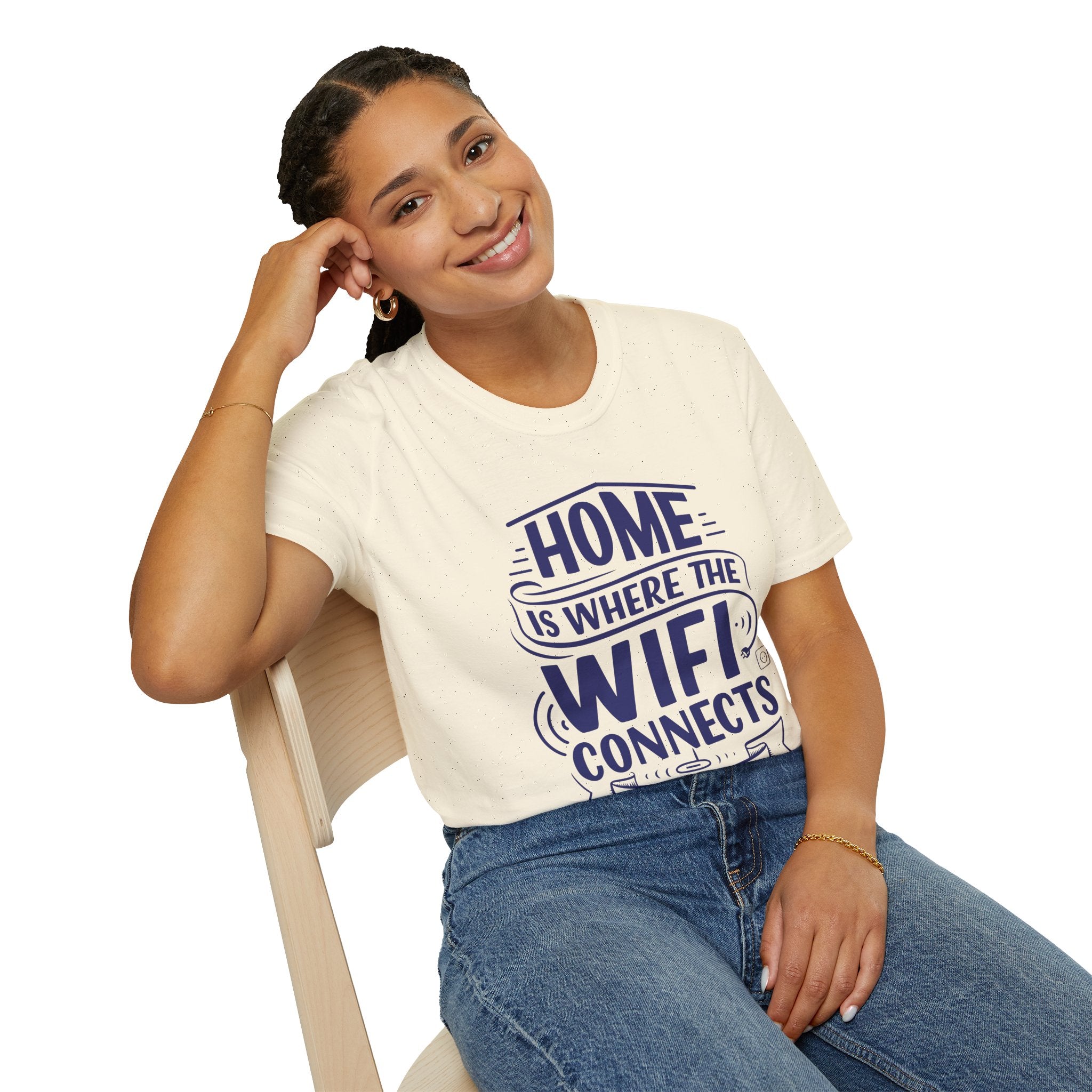 Home Is Where The WIFI Connects Automatically - Unisex Softstyle T-Shirt