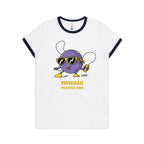 Music Moves Me - Women's Ringer Tee White Navy Womens Ringer T-shirt Music Printed In Australia