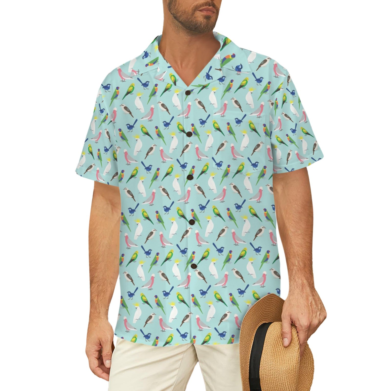 Australian Birds Men's Hawaiian Shirt (Model T87)