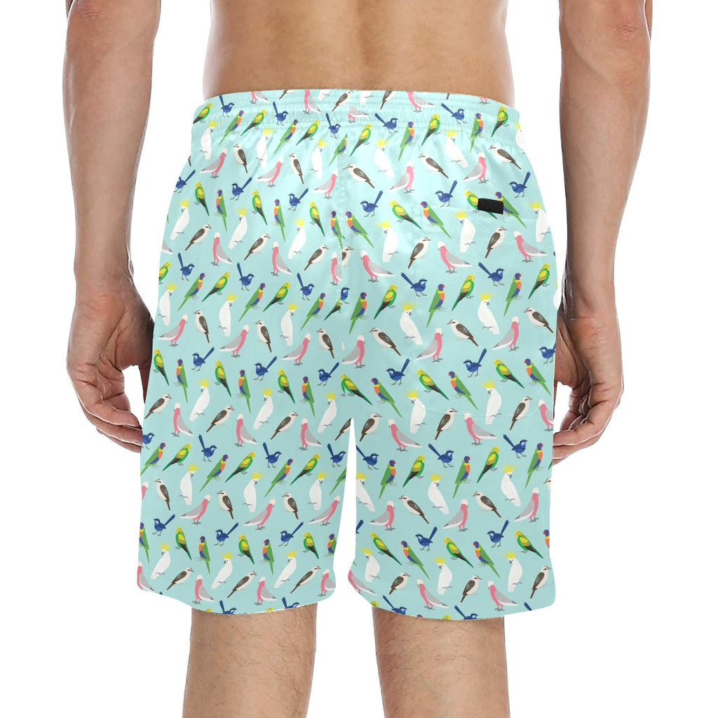Australian Birds Men's Mid-Length Beach Shorts Men's Mid-Length Beach Shorts animal Birds Printed Offshore