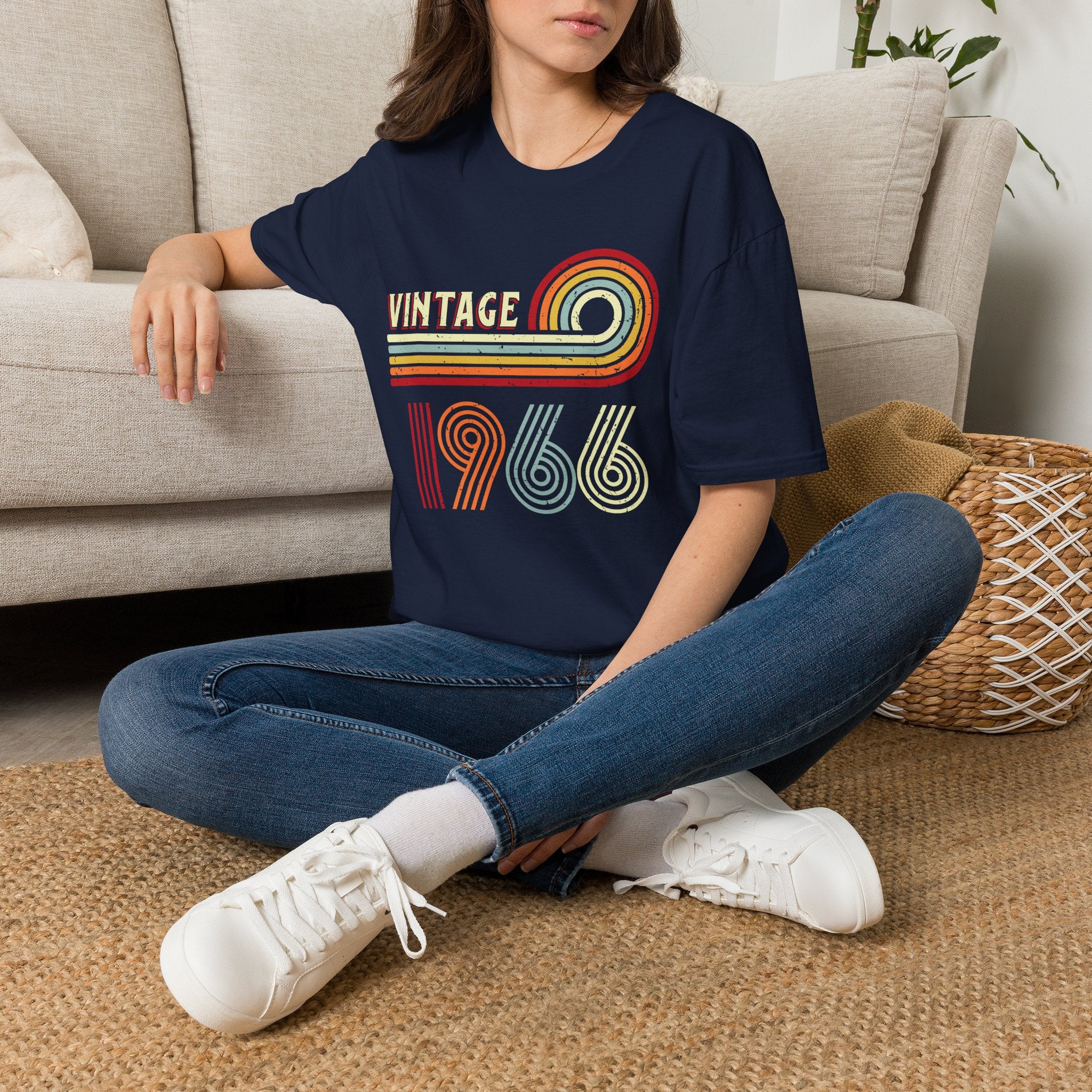 Turning 60 Vintage 1966 Retro Stripes Unisex T-Shirt Unisex Adult T-shirt Birthday Globally Fulfilled