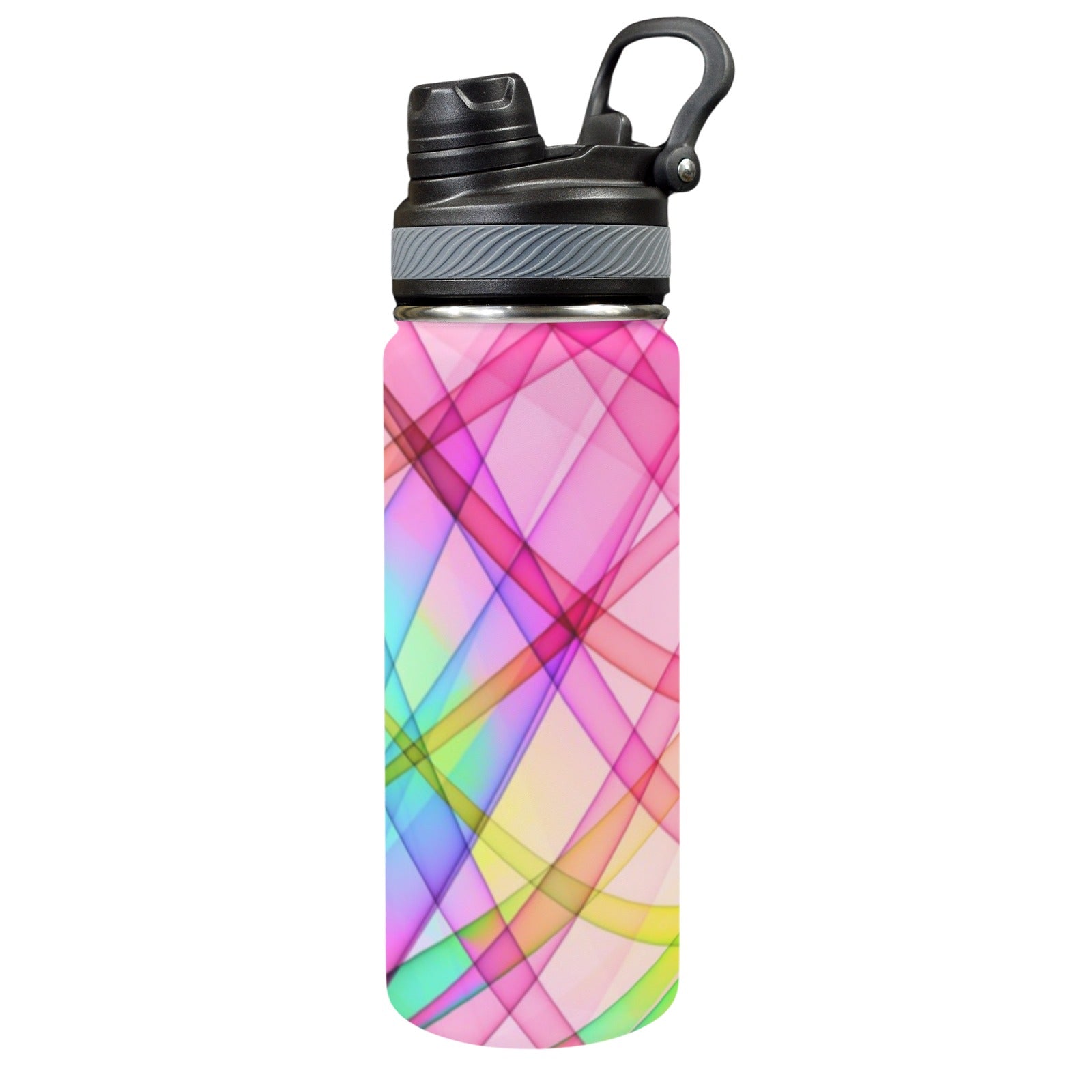 Colourful Lines - Insulated Water Bottle with Dual-Use Lid (18oz) One Size Insulated Water Bottle with Dual-Use Lid (18oz) Printed Offshore