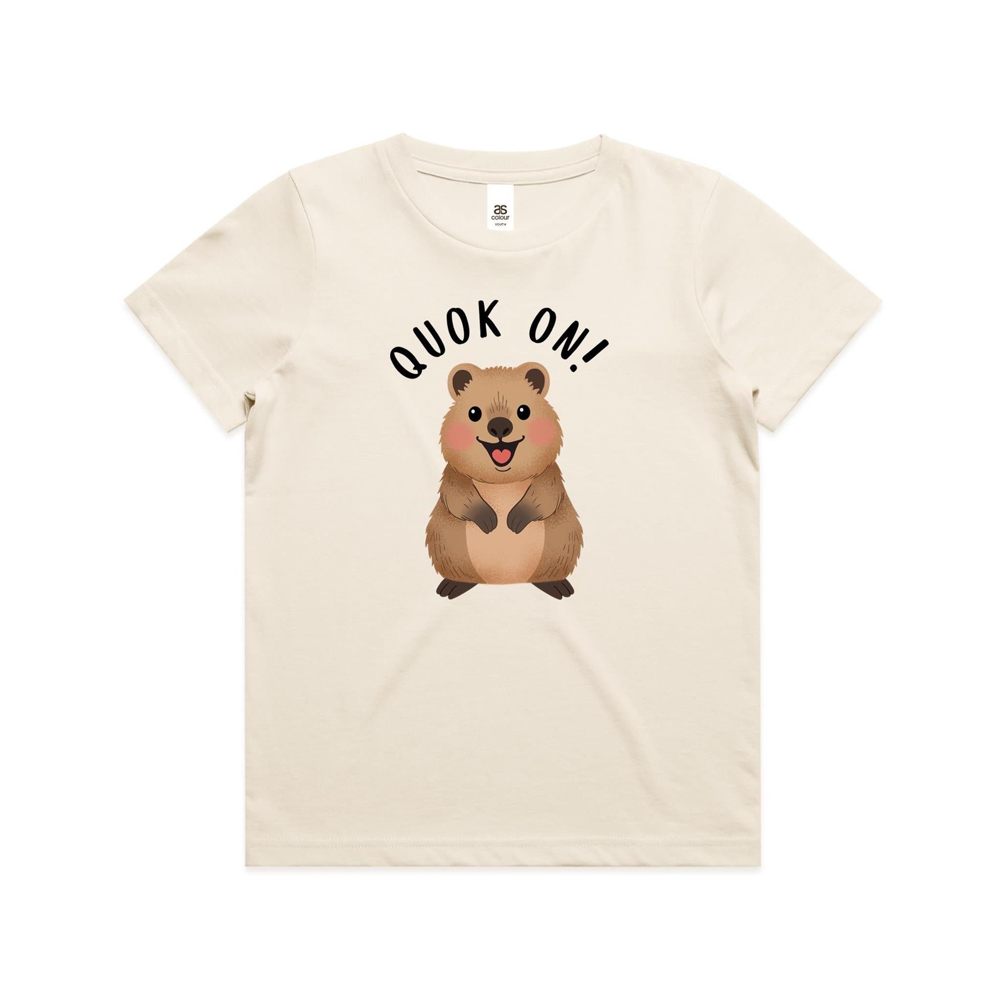 Quokka, Quok On Kid's AS Colour T-shirt Ecru Kids T-shirt animal Printed In Australia