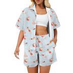 Summer Swim Women's Windbreaker Short Set 2XL Women's Windbreaker Short Set Printed Offshore Summer Surf