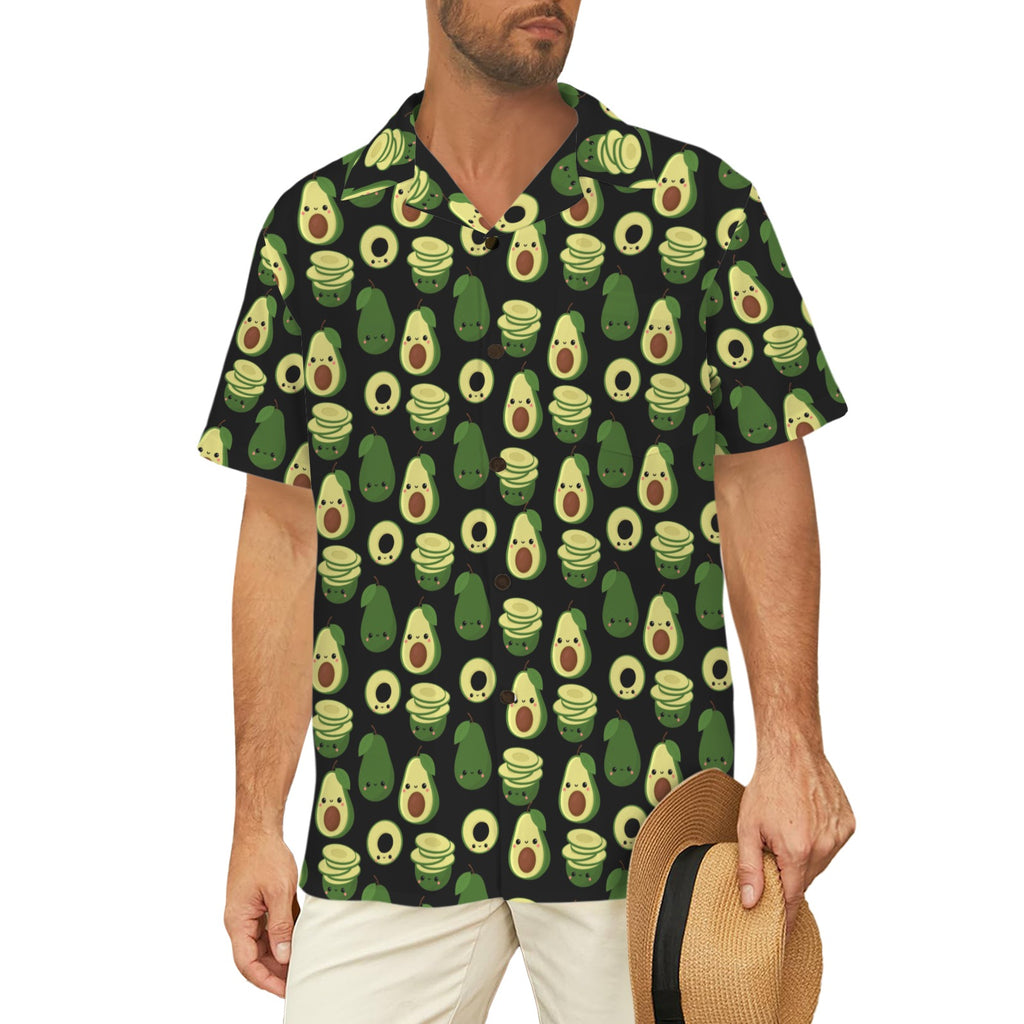 Cute Avocados Men's Short Sleeve Hawaiian Shirt Men's Hawaiian Shirt (New) Food Printed Offshore