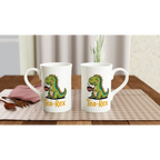 Personalised Tea-Rex, Tea Drinking Dinosaur White 10oz Porcelain Slim Mug Personalised Porcelain Mug animal Globally Fulfilled Tea