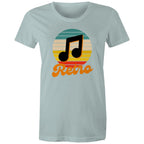 Retro Music - Womens T-shirt Pale Blue Womens T-shirt Music Printed In Australia Retro