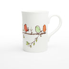 Birds On A Branch - White 10oz Porcelain Slim Mug Porcelain Mug animal Globally Fulfilled