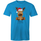 Oh Deer, Christmas Is Here, Reindeer - Mens T-Shirt Arctic Blue Mens Christmas T-shirt Christmas Printed In Australia