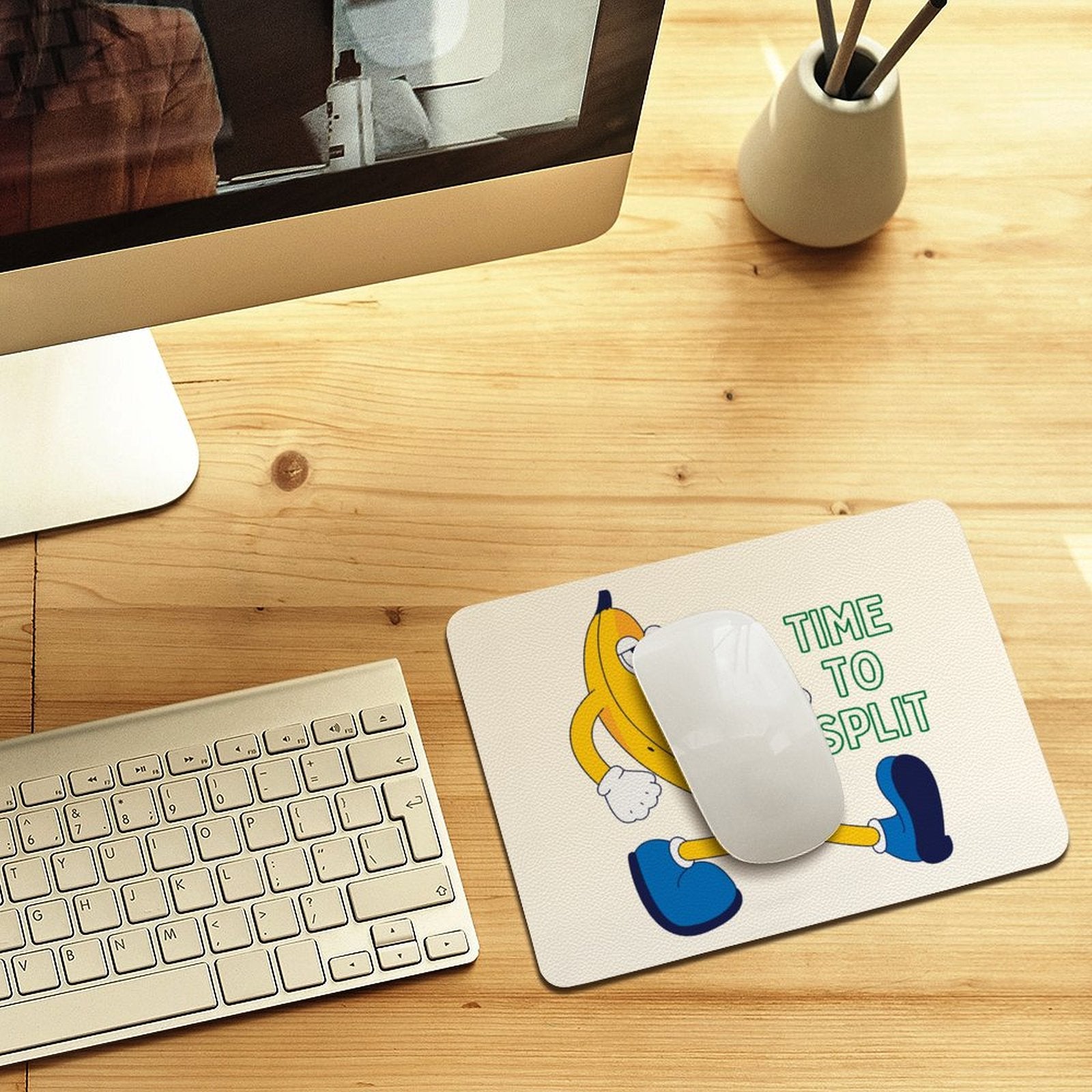 Banana, Time To Split Leather Mouse Pad Leather Mouse Pad Food Printed Offshore