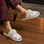 Dog Crowd Men's Fur Trim Thick-Sole Indoor Slippers Men's Fur Trimmed Slippers animal Printed Offshore