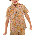 Orange Retro Floral Junior Kids Hawaiian Shirt