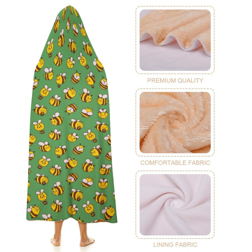 Busy Bees Kids Hooded Blanket 100cm x 130cm