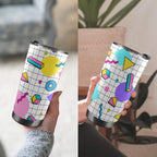 80's Grid - 20oz Mobile Tumbler with Lid (Black Lock)