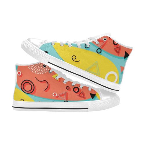 Abstract 80's Men's High Top Canvas Shoes Men's Classic High Top Canvas Shoes Printed Offshore Retro