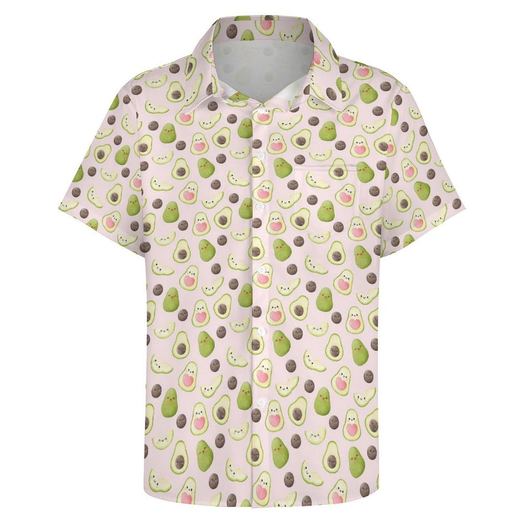Avocado Love - Women's Short-Sleeve Button Up Shirt Women's Short-Sleeve Button Up Shirt Food Love Printed Offshore