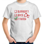 Naughty, Nice, I Tried, Santa's Christmas List - Kids Youth T-Shirt White Kids Christmas T-shirt Christmas Printed In Australia