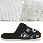 Fun Space Men's Fur Trim Thick-Sole Indoor Slippers Men's Fur Trimmed Slippers Printed Offshore Space