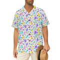 80's Grid Men's Short Sleeve Hawaiian Shirt Men's Hawaiian Shirt (New) Printed Offshore Retro